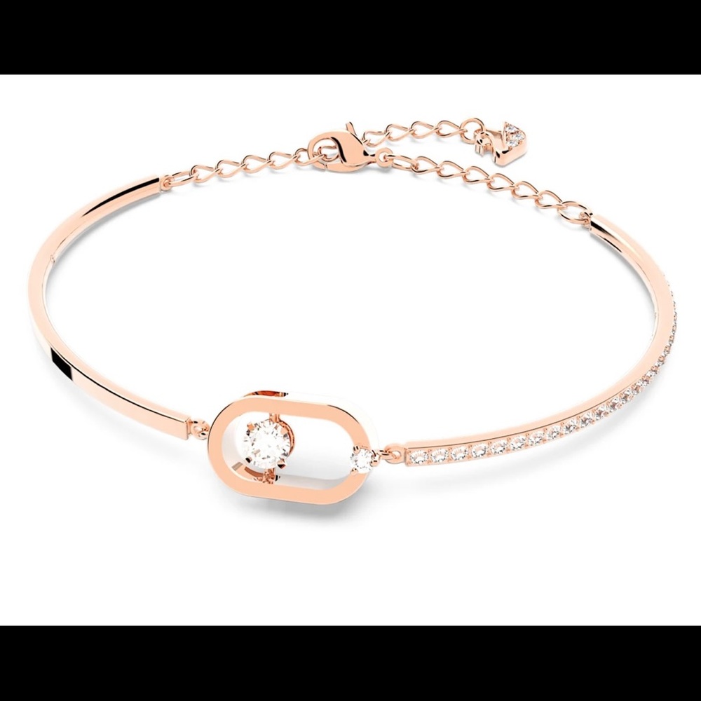 NEW dancing crystal sparkling round stone floats in rose gold plated metal cage